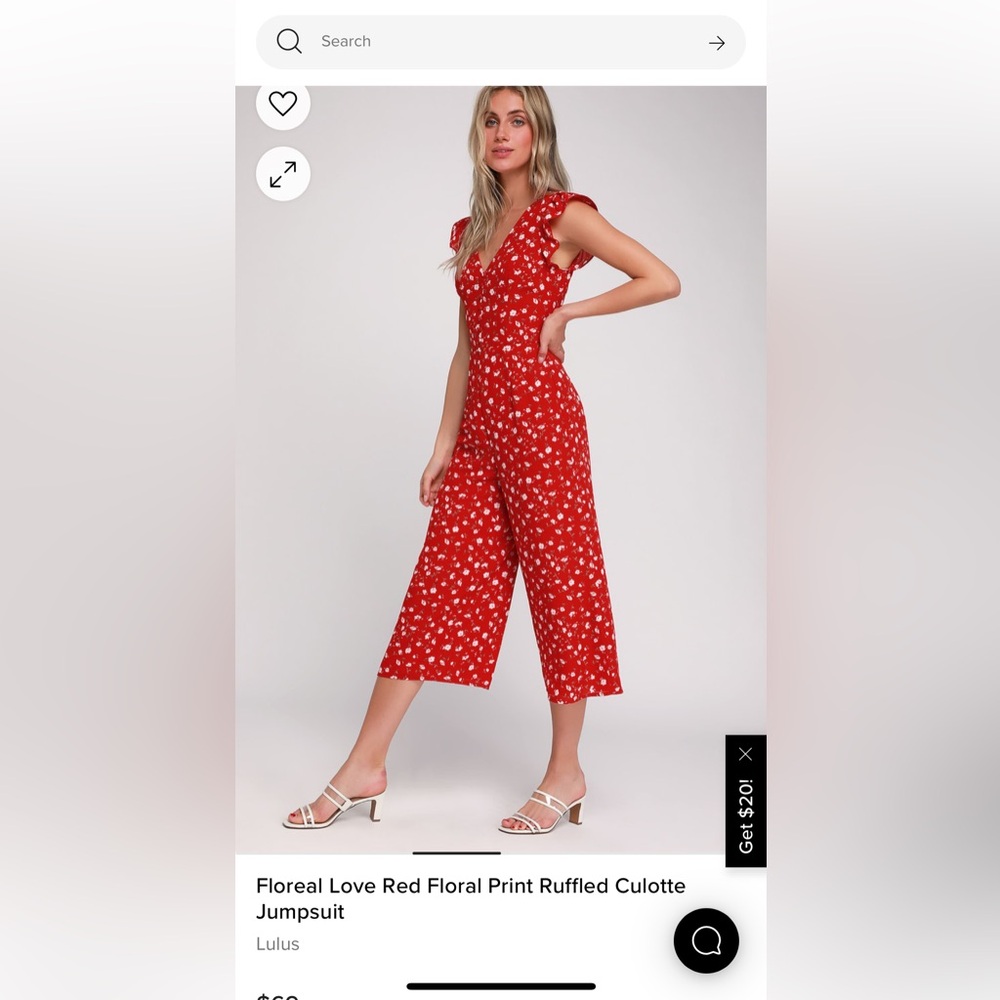 Lulu’s Floral Red Jumpsuit Size: Small